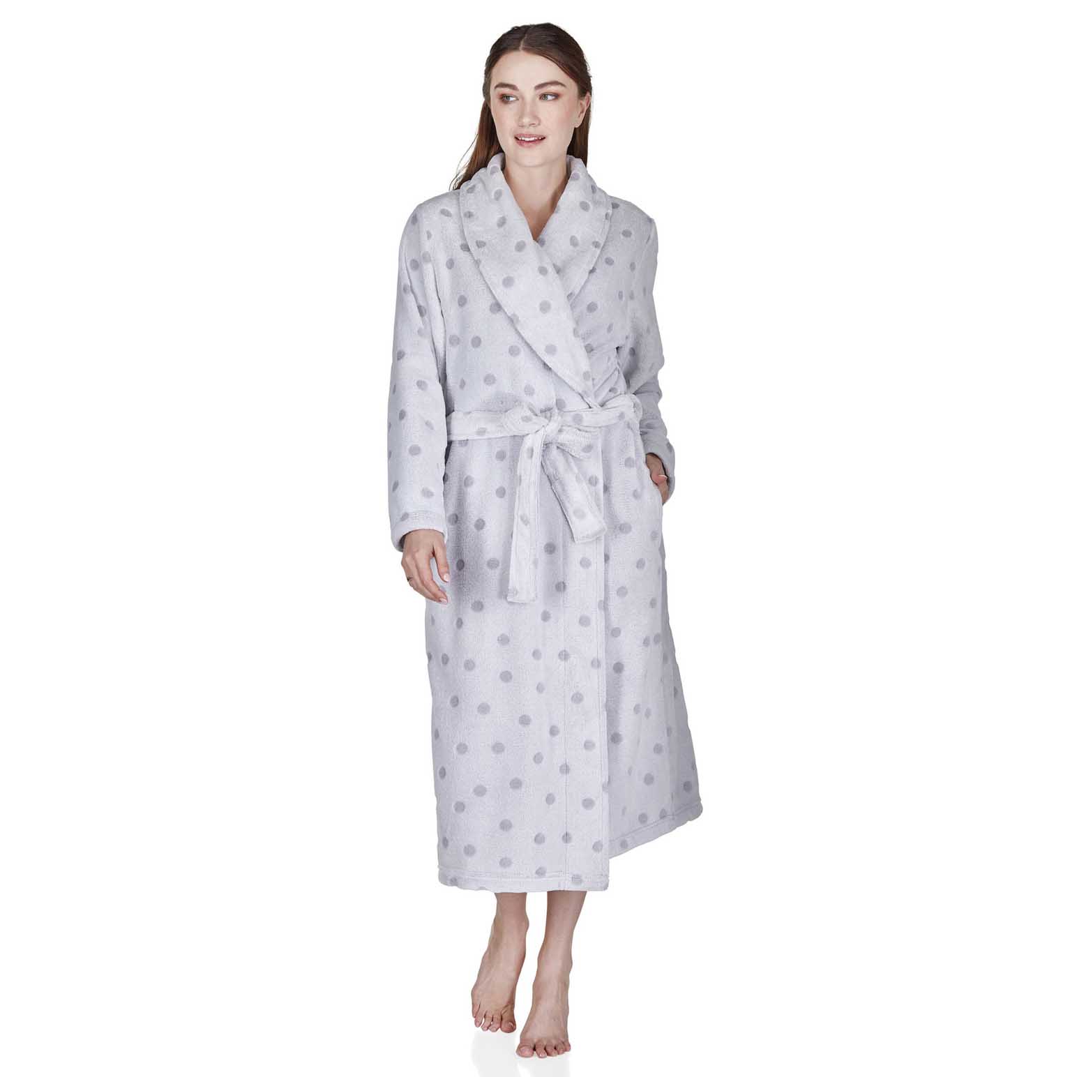 La Marquise Plush Polka Shawl Collar Robe